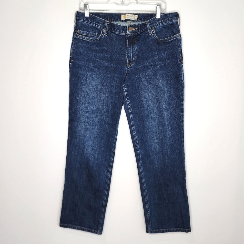 Carhartt Original Fit Straight Leg Jeans Dark Wash 12 Short